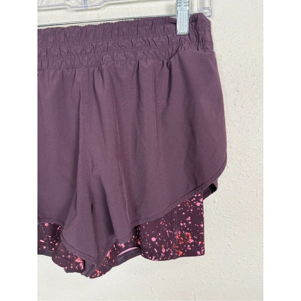 Athleta HIIT It 2-in-1 Shorts Medium Purple Athletic Running Workout Lined